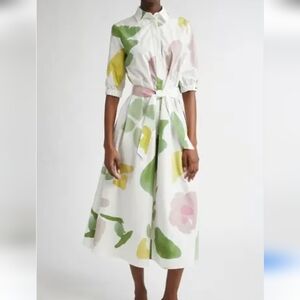 MaxMara AUTHENTIC Canter Botanical Flare Cotton Poplin Shirt Dress, US 4, NWT